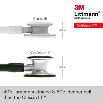 3M™ Littmann® Cardiology IV™ Diagnostic Stethoscope, 6152, Standard-Finish Chestpiece, Black Tube, Stainless Stem image 7