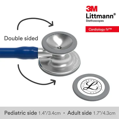 3M™ Littmann® Cardiology IV™ Diagnostic Stethoscope, 6154, Standard-Finish Chestpiece, Navy Blue Tube, Stainless Stem image 6