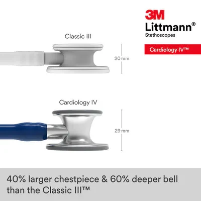 3M™ Littmann® Cardiology IV™ Diagnostic Stethoscope, 6154, Standard-Finish Chestpiece, Navy Blue Tube, Stainless Stem image 7