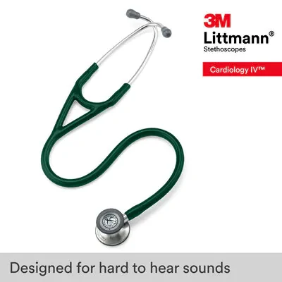 3M™ Littmann® Cardiology IV™ Diagnostic Stethoscope, 6155, Standard-Finish Chestpiece, Hunter Green Tube, Stainless Stem image 5