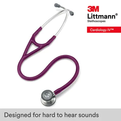 3M™ Littmann® Cardiology IV™ Diagnostic Stethoscope, 6156, Standard-Finish Chestpiece, Plum Tube, Stainless Stem image 5