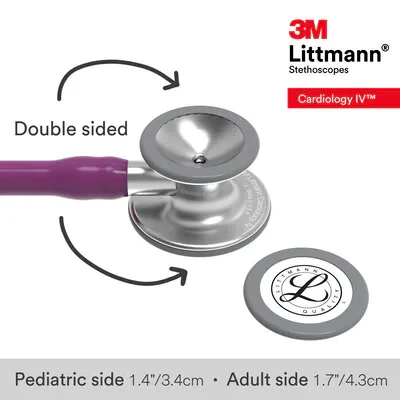 3M™ Littmann® Cardiology IV™ Diagnostic Stethoscope, 6156, Standard-Finish Chestpiece, Plum Tube, Stainless Stem image 6