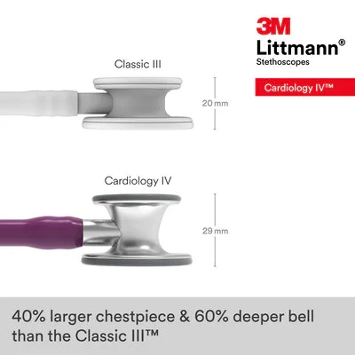 3M™ Littmann® Cardiology IV™ Diagnostic Stethoscope, 6156, Standard-Finish Chestpiece, Plum Tube, Stainless Stem image 7