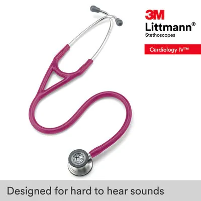 3M™ Littmann® Cardiology IV™ Diagnostic Stethoscope, 6158, Standard-Finish Chestpiece, Raspberry Tube, Stainless Stem image 5