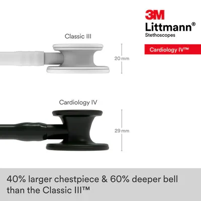 3M™ Littmann® Cardiology IV™ Diagnostic Stethoscope, 6163, Black-Finish Chestpiece, Black Tube, Stem image 7