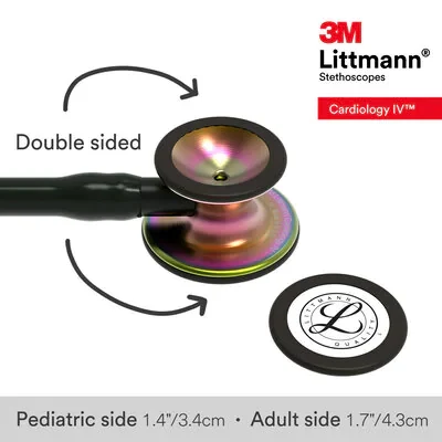 3M™ Littmann® Cardiology IV™ Diagnostic Stethoscope, 6165, Rainbow-Finish Chestpiece, Black Tube, Stem image 5