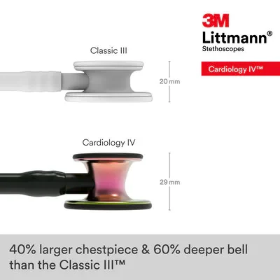 3M™ Littmann® Cardiology IV™ Diagnostic Stethoscope, 6165, Rainbow-Finish Chestpiece, Black Tube, Stem image 6