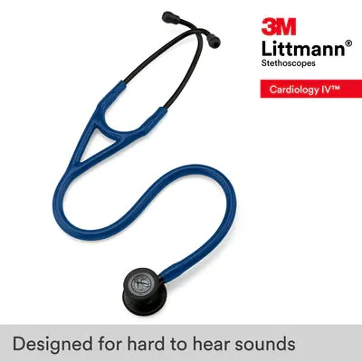 3M™ Littmann® Cardiology IV™ Diagnostic Stethoscope, 6168, Black-Finish Chestpiece, Navy Blue Tube, Black Stem image 5
