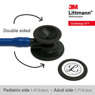 3M™ Littmann® Cardiology IV™ Diagnostic Stethoscope, 6168, Black-Finish Chestpiece, Navy Blue Tube, Black Stem image 6