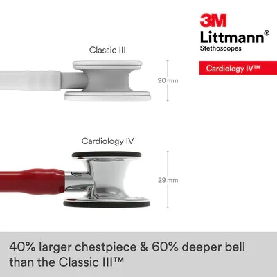 3M™ Littmann® Cardiology IV™ Diagnostic Stethoscope, 6170, Mirror-Finish Chestpiece and Stem, Burgundy Tube image 8