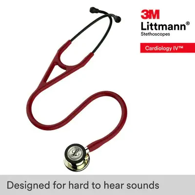 3M™ Littmann® Cardiology IV™ Diagnostic Stethoscope, 6176, Champagne-Finish Chestpiece and Stem, Burgundy Tube image 5