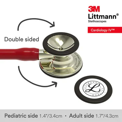 3M™ Littmann® Cardiology IV™ Diagnostic Stethoscope, 6176, Champagne-Finish Chestpiece and Stem, Burgundy Tube image 6
