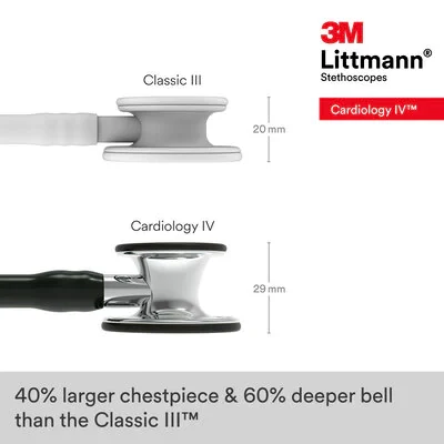 3M™ Littmann® Cardiology IV™ Diagnostic Stethoscope, 6177, Mirror-Finish Chestpiece and Stem, Black Tube image 6