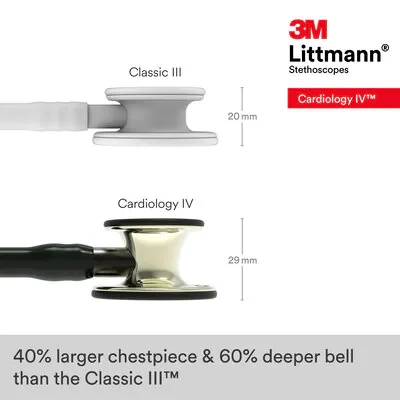 3M™ Littmann® Cardiology IV™ Diagnostic Stethoscope, 6179, Champagne-Finish Chestpiece, Black Tube, Smoke Stem image 7