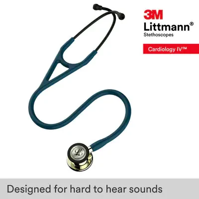 3M™ Littmann® Cardiology IV™ Diagnostic Stethoscope, 6190, Champagne-Finish Chestpiece and Stem, Caribbean Blue Tube image 5