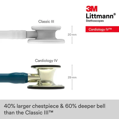 3M™ Littmann® Cardiology IV™ Diagnostic Stethoscope, 6190, Champagne-Finish Chestpiece and Stem, Caribbean Blue Tube image 7