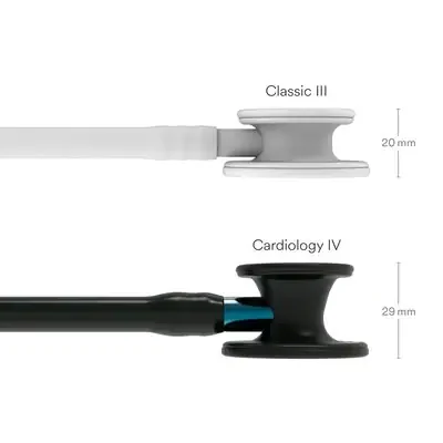 3M™ Littmann® Cardiology IV™ Stethoscope, Black Finish Chestpiece, Black Tube, Blue Stem and Black Headset, 6201 image 3