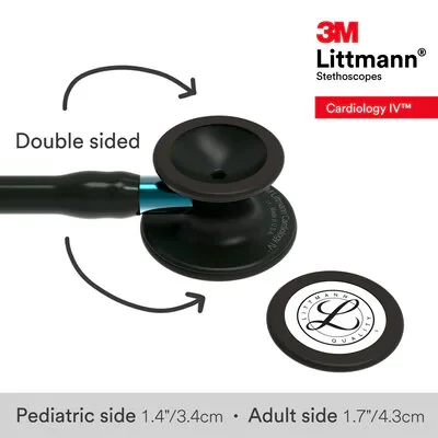 3M™ Littmann® Cardiology IV™ Stethoscope, Black Finish Chestpiece, Black Tube, Blue Stem and Black Headset, 6201 image 6