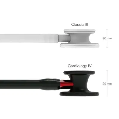 3M™ Littmann® Cardiology IV™ Stethoscope, Black Finish Chestpiece, Black Tube, Red Stem and Black Headset, 6200 image 3