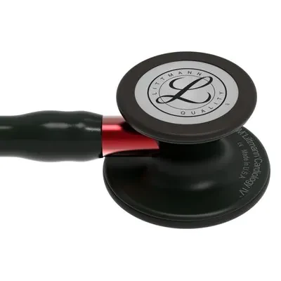 3M™ Littmann® Cardiology IV™ Stethoscope, Black Finish Chestpiece, Black Tube, Red Stem and Black Headset, 6200 image 4