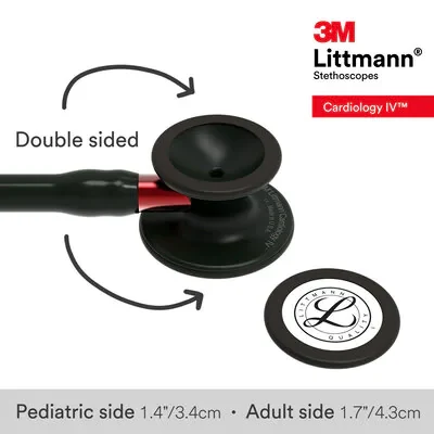 3M™ Littmann® Cardiology IV™ Stethoscope, Black Finish Chestpiece, Black Tube, Red Stem and Black Headset, 6200 image 6