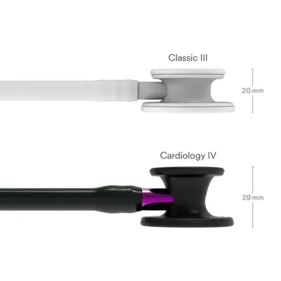 3M™ Littmann® Cardiology IV™ Stethoscope, Black Finish Chestpiece, Black Tube, Violet Stem and Black Headset, 6203 image 3