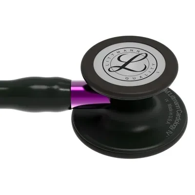 3M™ Littmann® Cardiology IV™ Stethoscope, Black Finish Chestpiece, Black Tube, Violet Stem and Black Headset, 6203 image 4