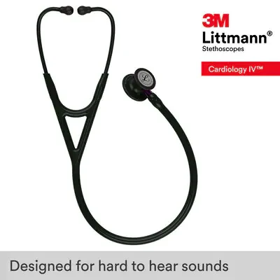 3M™ Littmann® Cardiology IV™ Stethoscope, Black Finish Chestpiece, Black Tube, Violet Stem and Black Headset, 6203 image 5