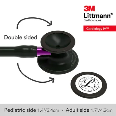 3M™ Littmann® Cardiology IV™ Stethoscope, Black Finish Chestpiece, Black Tube, Violet Stem and Black Headset, 6203 image 6