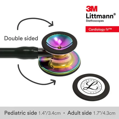 3M™ Littmann® Cardiology IV™ Stethoscope, High Polish Rainbow Chestpiece, Black Tube, Smoke Stem and Headset, 6240 image 6