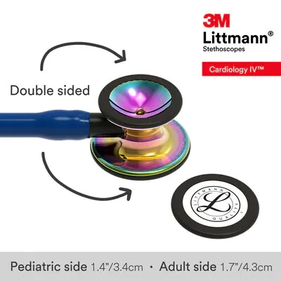 3M™ Littmann® Cardiology IV™ Stethoscope, High Polish Rainbow Chestpiece, Navy Tube, Black Stem and Headset, 6242 image 5