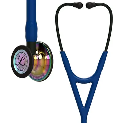 3M™ Littmann® Cardiology IV™ Stethoscope, High Polish Rainbow Chestpiece, Navy Tube, Black Stem and Headset, 6242