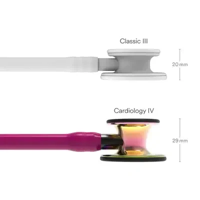 3M™ Littmann® Cardiology IV™ Stethoscope, High Polish Rainbow Chestpiece, Raspberry Tube, Smoke Stem and Headset, 6241 image 3