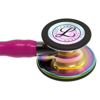 3M™ Littmann® Cardiology IV™ Stethoscope, High Polish Rainbow Chestpiece, Raspberry Tube, Smoke Stem and Headset, 6241 image 4