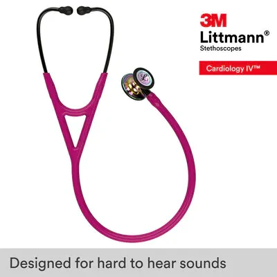 3M™ Littmann® Cardiology IV™ Stethoscope, High Polish Rainbow Chestpiece, Raspberry Tube, Smoke Stem and Headset, 6241 image 5