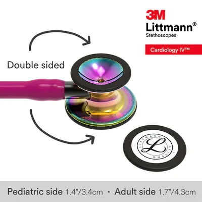 3M™ Littmann® Cardiology IV™ Stethoscope, High Polish Rainbow Chestpiece, Raspberry Tube, Smoke Stem and Headset, 6241 image 6