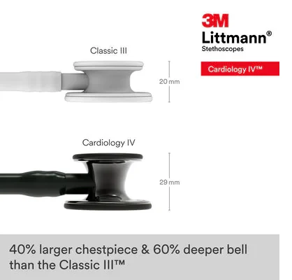 3M™ Littmann® Cardiology IV™ Stethoscope, High Polish Smoke Chestpiece, Black Tube, Black Stem and Headset, 6232 image 6