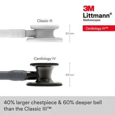 3M™ Littmann® Cardiology IV™ Stethoscope, High Polish Smoke Chestpiece, Gray Tube, Smoke Stem and Headset, 6238 image 6