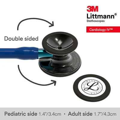 3M™ Littmann® Cardiology IV™ Stethoscope, High Polish Smoke Chestpiece, Navy Tube, Blue Stem, Black Headset, 6202 image 6