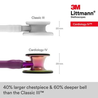 3M™ Littmann® Cardiology IV™ Stethoscope, Rainbow Finish Chestpiece, Plum Tube, Violet Stem and Black Headset, 6205 image 6