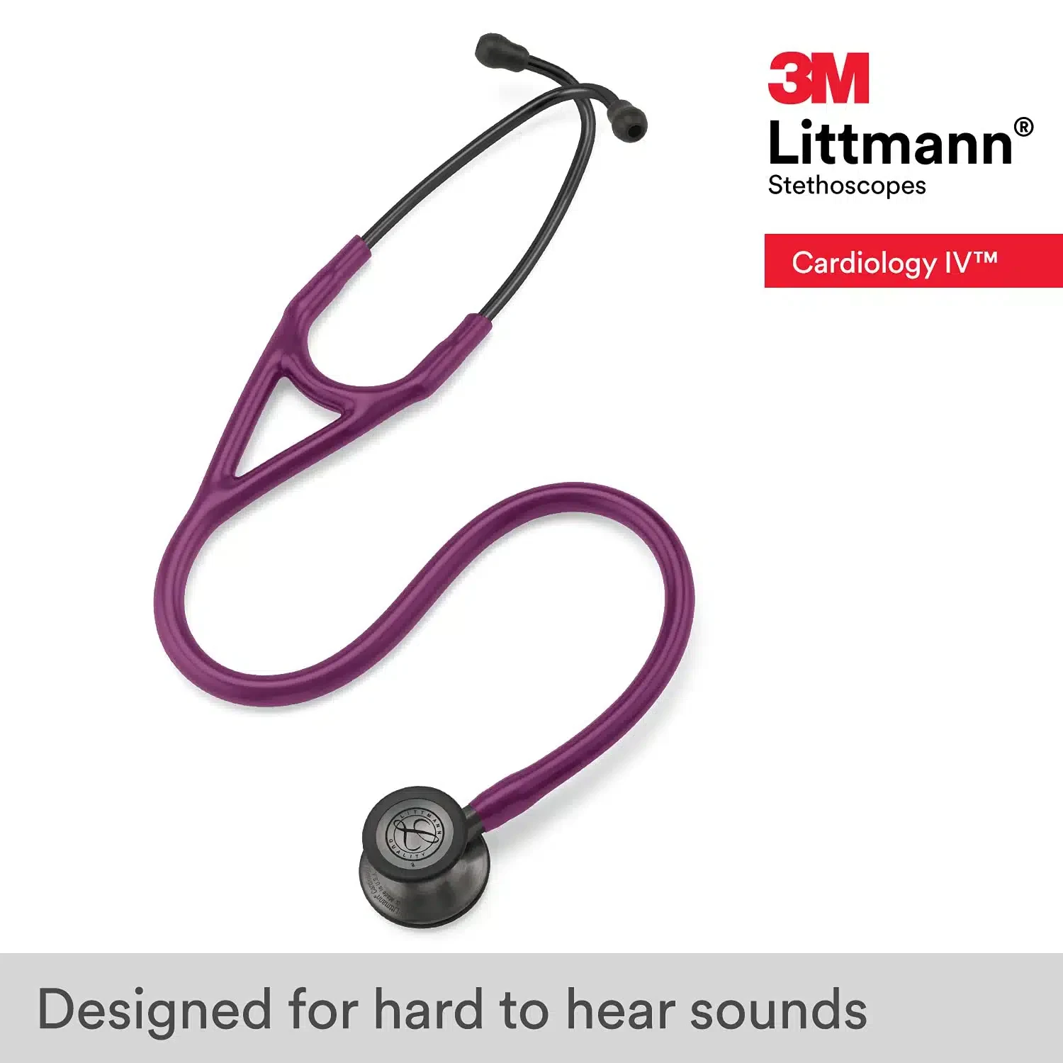3M™ Littmann® Cardiology IV™ Stethoscope, Smoke Finish Chestpiece, Plum Tube, Smoke Stem and Headset, 6166 image 3