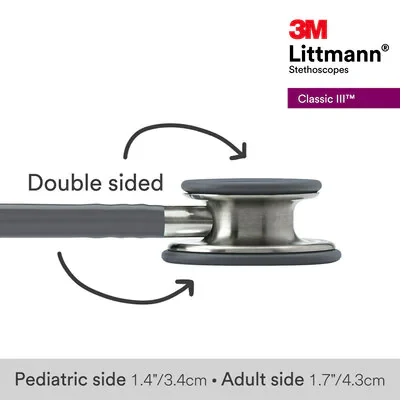 3M™ Littmann® Classic III™ Monitoring Stethoscope, 5621, Gray Tube image 8