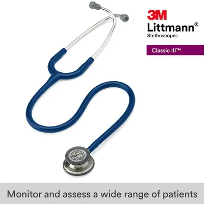 3M™ Littmann® Classic III™ Monitoring Stethoscope, 5622, Navy Blue Tube image 10