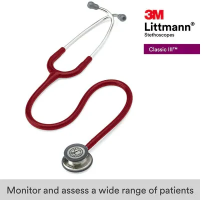3M™ Littmann® Classic III™ Monitoring Stethoscope, 5627, Burgundy Tube image 9