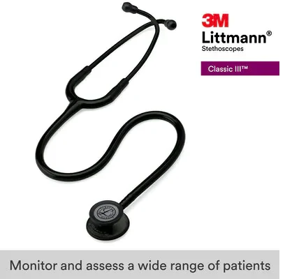 3M™ Littmann® Classic III™ Monitoring Stethoscope, 5803, Black Edition Chestpiece, Black Tube image 9