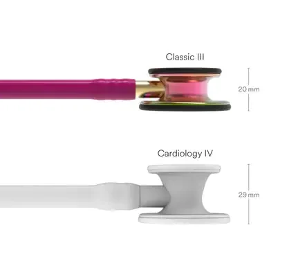 3M™ Littmann® Classic III™ Monitoring Stethoscope, 5806, Rainbow-Finish, Raspberry Tube image 3