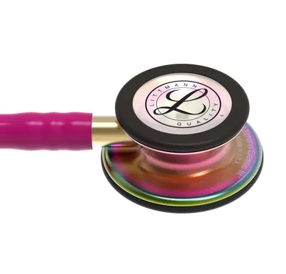 3M™ Littmann® Classic III™ Monitoring Stethoscope, 5806, Rainbow-Finish, Raspberry Tube image 4