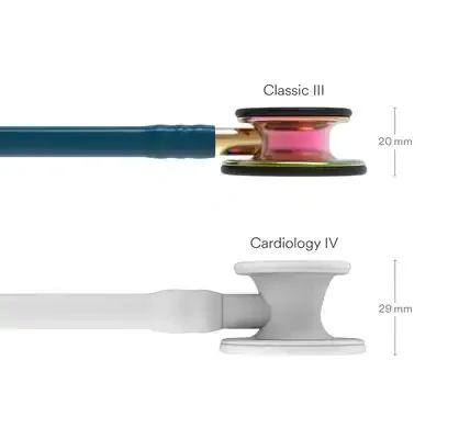 3M™ Littmann® Classic III™ Monitoring Stethoscope, 5807, Rainbow-Finish, Caribbean Blue Tube image 3