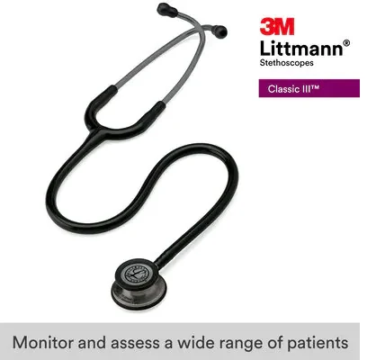 3M™ Littmann® Classic III™ Monitoring Stethoscope, 5811, Smoke-Finish, Black Tube, 27 inch image 6
