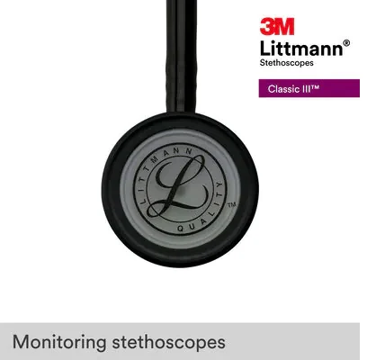 3M™ Littmann® Classic III™ Monitoring Stethoscope, 5811, Smoke-Finish, Black Tube, 27 inch image 7